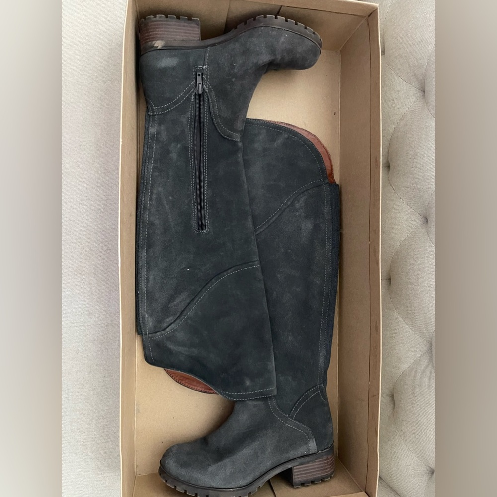 Lucky Brand Tall Suede And Leather Boots Grey